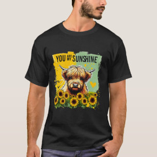 T-shirt Jolie vache Highland, Fleurs de soleil, 'Tu Es Mon