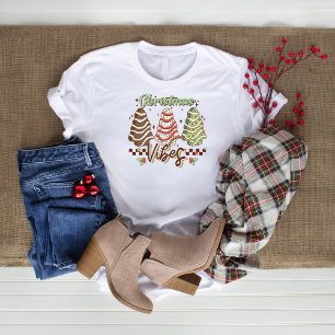 T-shirt Jolie Vibes de Noël Arbre Gâteau Fête moderne