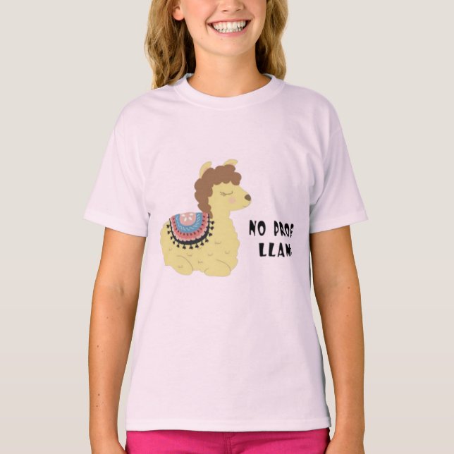T-shirt Jolies Filles Alpaga Pas De Probllama (Devant)