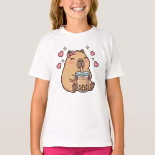 T-shirt Jolies Filles Capybara Ramen Kawaii Thé Kawaii Cap