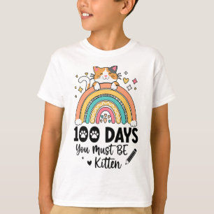 T-shirt Jolies filles de 100 jours d'école Chat 100ème jou