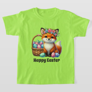 T-shirt Jolies filles Joyeuses Pâques renard