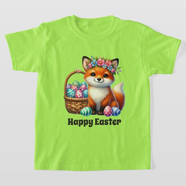 T-shirt Jolies filles Joyeuses Pâques renard  (Poser)