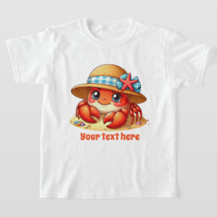 T-shirt Jolies filles plage crabe ajouter du texte