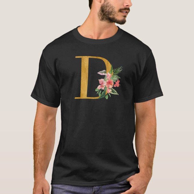 T-shirt Jolies lettres initiales de monogramme Fleurs maju (Devant)