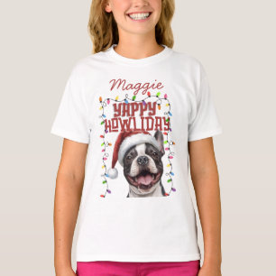 T-shirt Jolies lumières de Noël de Bouledogue français 