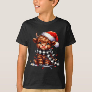 T-shirt Jolies lumières de Noël de vache des Highlands Cha