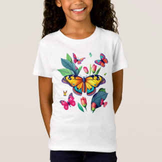 T-Shirt Jolies papillons et fleurs