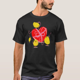 T-shirt Jolies Poules Ouvrent le Cœur Fille d'anniversaire
