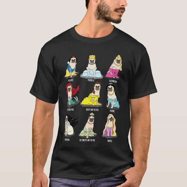 T-shirt Jolies Princesses Pug Mode Chien (Devant)