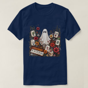 T-shirt Jolis carreaux floraux de Mahjong avec fantôme gra
