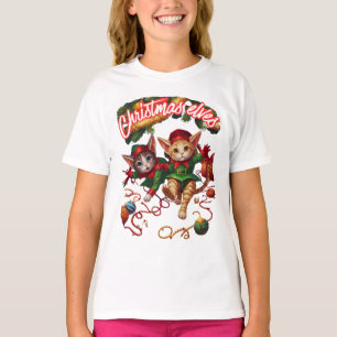 T-shirt Jolis chats de Noël en lutins Santa - Cadeau de va