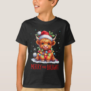 T-shirt Jolis éclairages de Noël de bébé vache des Highlan