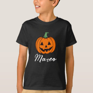 T-shirt Jolis garçons citrouille orange monogramme nom Hal