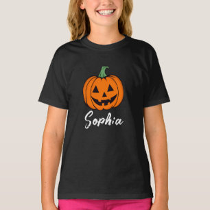 T-shirt Jolis garçons citrouille orange monogramme nom Hal