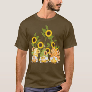 T-shirt jolis gnomes jardin de tournesol Femme été T-Shir