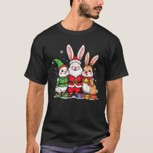 T-shirt Jolis lapins de Noël en tenue de lutin du Père Noë
