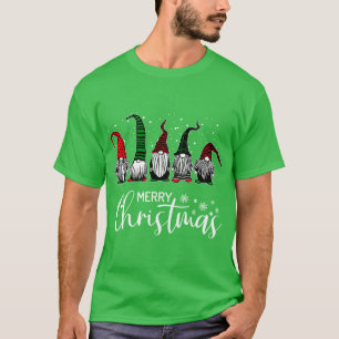 T-shirt Jolis lutins de Noël en chapeaux à carreaux Joyeux