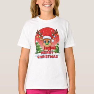 T-shirt Jolis rennes de Noël avec ornements de chapeau de