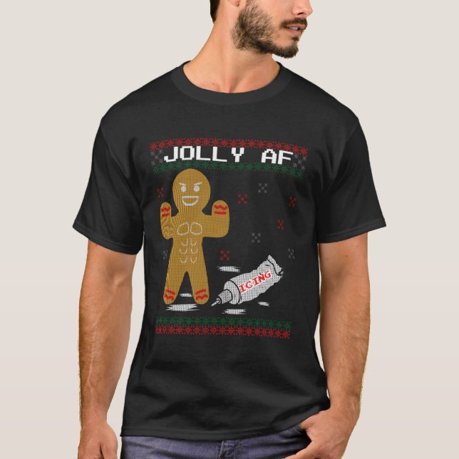 T-shirt Jolly Af Gingerbread Corps Builder laid (Devant)