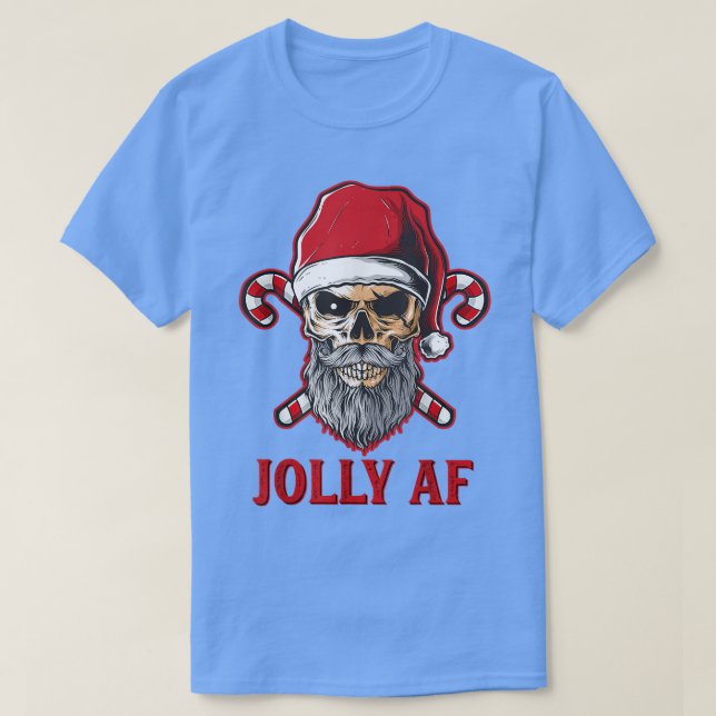 T-shirt Jolly AF Skeleton Santa Hat Candy Crew Joyeux Chri (Design devant)