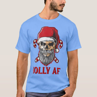 T-shirt Jolly AF Skeleton Santa Hat Candy Crew Joyeux Chri