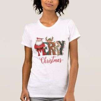 T-shirt Jolly Christmas Character Lettering | Santa & Rein