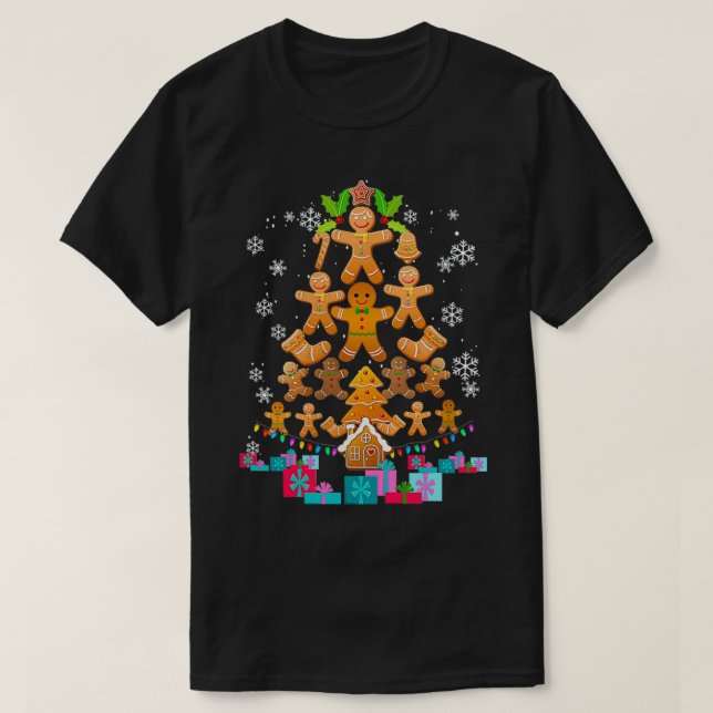 T-shirt Jolly Gingerbread Christmas Tree Tee Gingerbread D (Design devant)