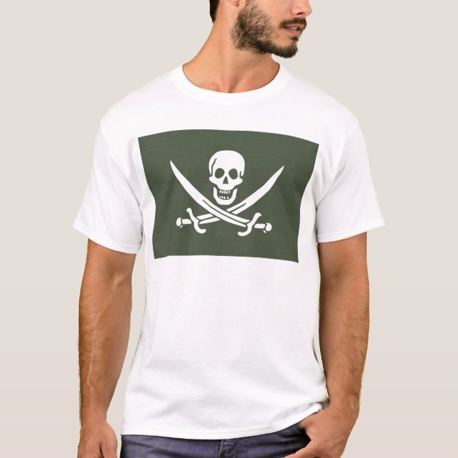 T-shirt Jolly roger de Calico Jack Rackham (Vert) (Devant)
