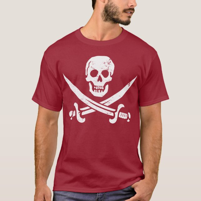 T-shirt Jolly roger du drapeau pirate John Rackham (Calico (Devant)