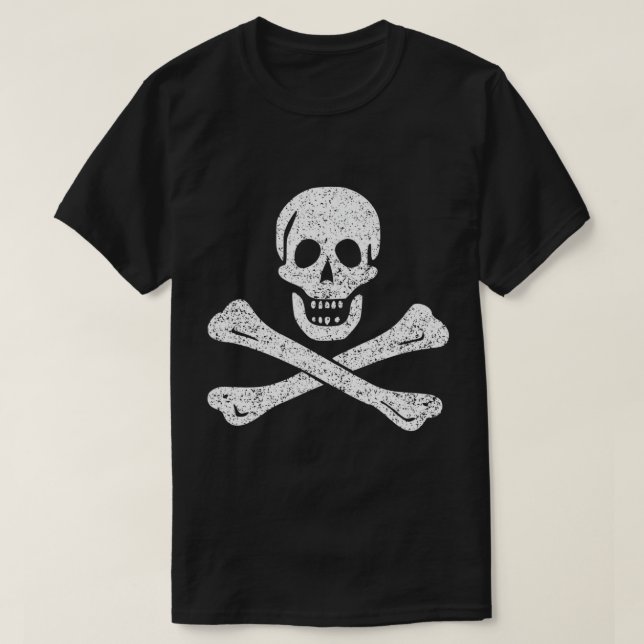 T-SHIRT JOLLY ROGER PIRATE DRAPEAU SKULL & CROSS BONNES SA (Design devant)