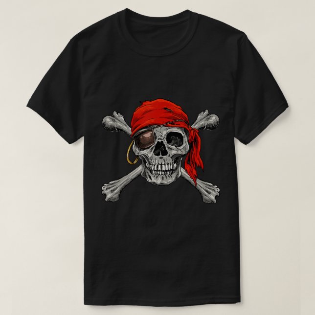 T-shirt Jolly roger Pirate Skull Crossbones Halloween Coût (Design devant)