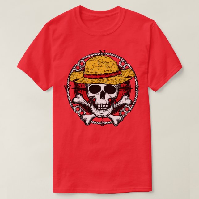 T-shirt Jolly roger Pirates Casquette de paille (Design devant)