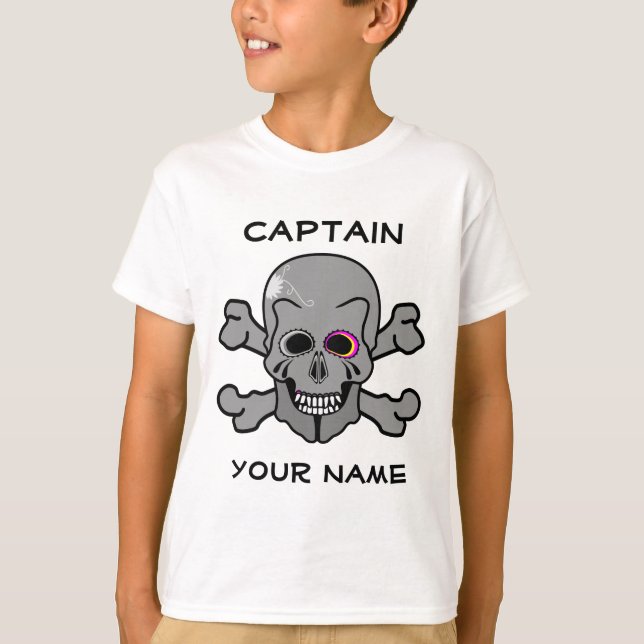 T-shirt Jolly roger rose et gris (Devant)
