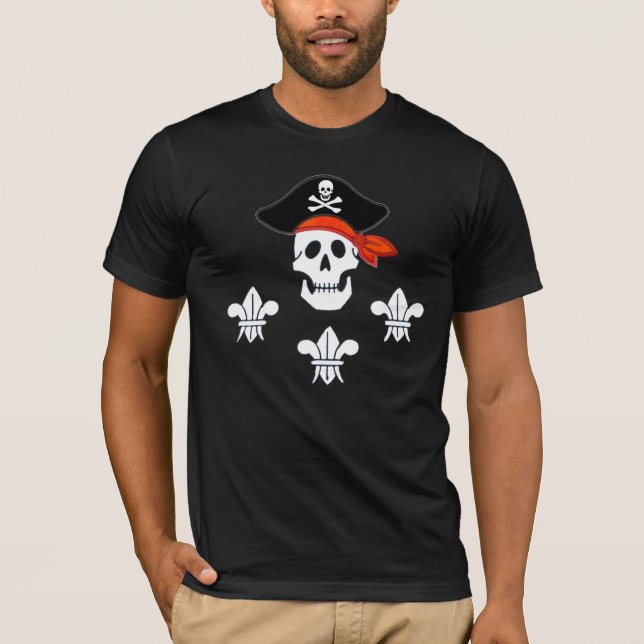 T-SHIRT JOLLY ROGER SKULL, PIRATE CASQUETTE ET TROIS MENSO (Devant)