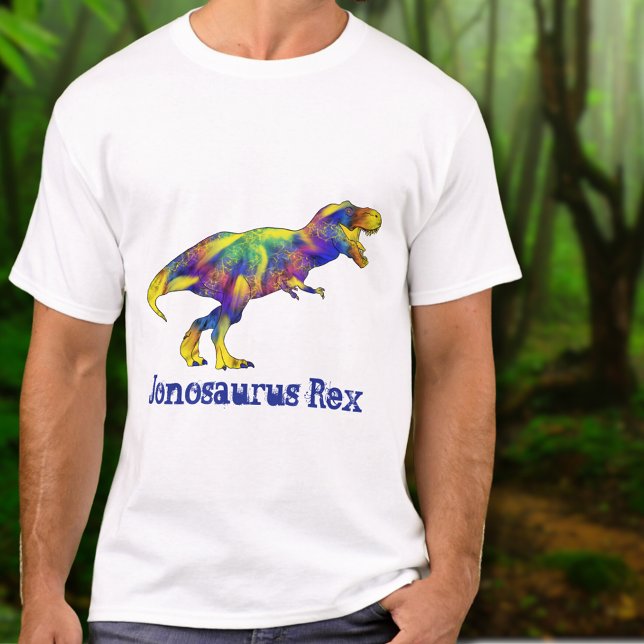 T-shirt Jon osaurus drôle Courir T Rex Dinosaur Art (Funny dinosaur custom name t-shirt colorful psychedelic T-Rex )