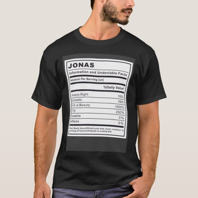 T-shirt Jonas Information et faits indéniables (Devant)
