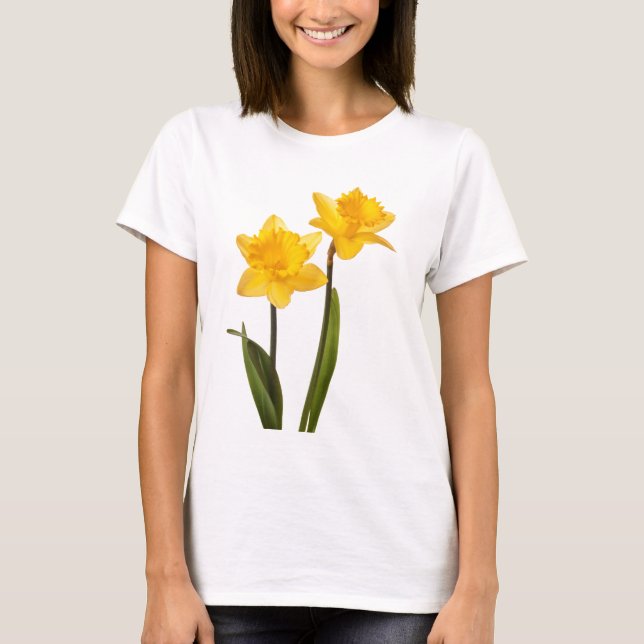 T-shirt Jonquilles jaunes de ressort sur le blanc (Devant)