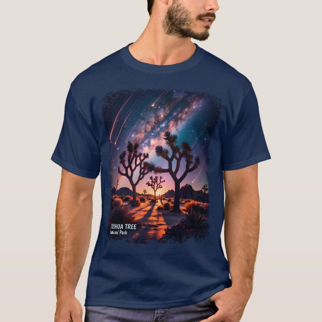 T-shirt Joshua Tree National Park Milky Way Meteor Shower (Devant)