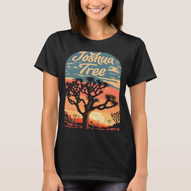 T-shirt Joshua Tree Sunset Retro Classic National Park 80s (Devant)