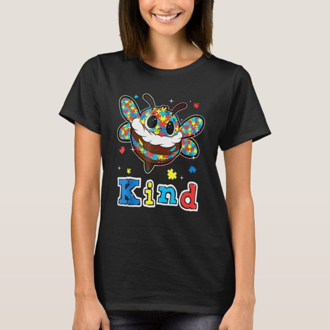T-shirt Jote Bumble Bee Kind Puzzle Piece Sensibilisation  (Devant)
