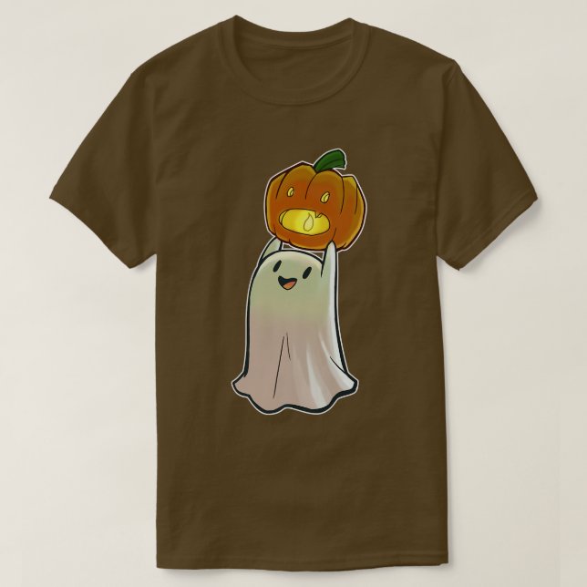 T-shirt Jote Citrouille fantôme Face Jack O'Lantern Happy  (Design devant)
