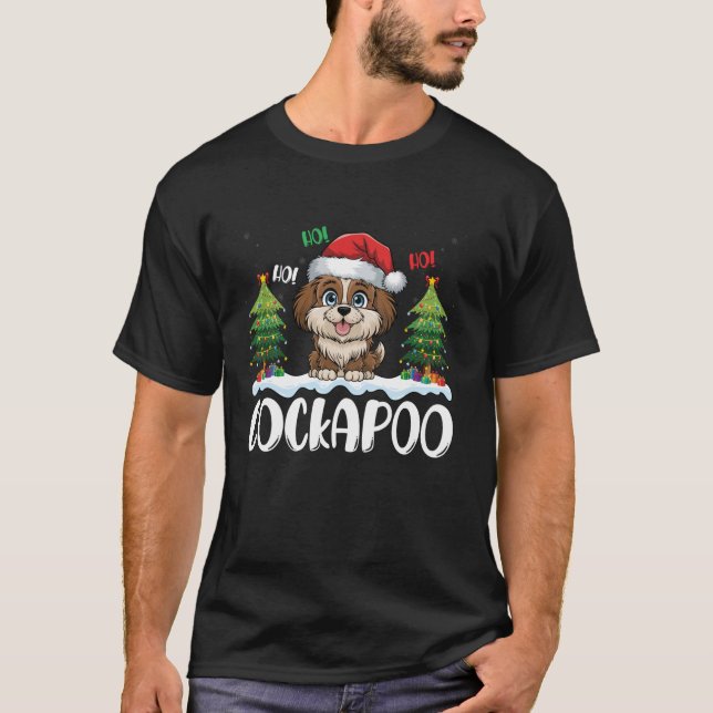 T-shirt Jote Cockapoo portant le chapeau de Noël Xmas l'ar (Devant)