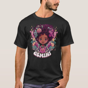 T-shirt Jote Fleur Super Gemini Zodiac Fille Afro Mai Jun
