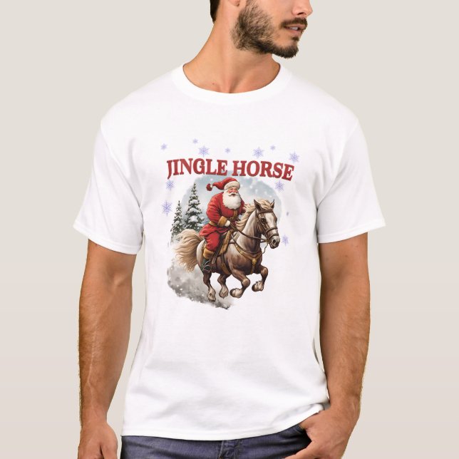 T-shirt Jote Jingle Horse Père Noël équitation Cheval de N (Devant)