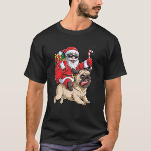 T-shirt Jote Père Noël équitation Carlin chien drôle Carli