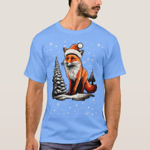 T-shirt Jote Red Fox Noël Noël Noël Noël Chapeau Noël Paja