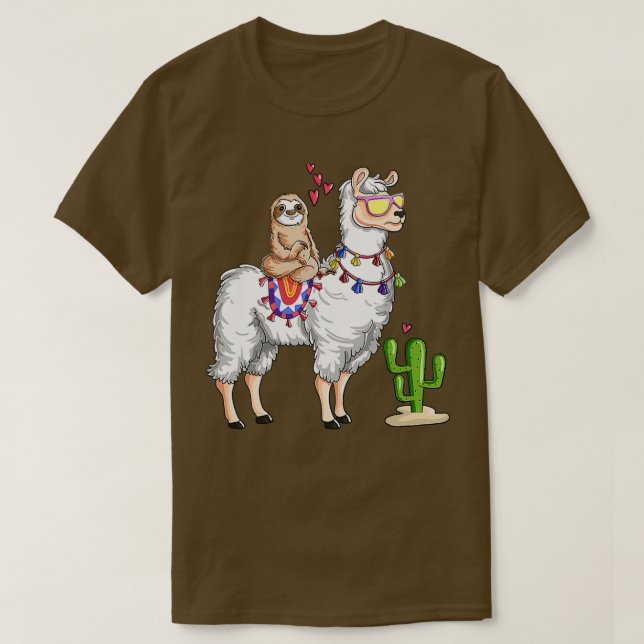 T-shirt Jote Sloth équitation Llama Valentines Jour (Design devant)