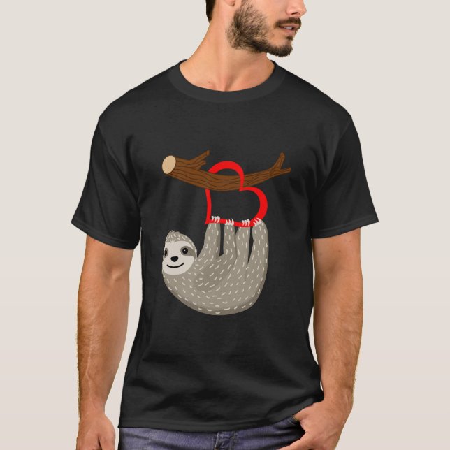 T-shirt Jote Sloth Heart Saint Valentin Pour Hommes Femmes (Devant)