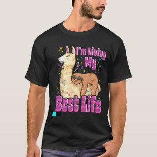 T-shirt Jote Sloth Llama Living Ma Meilleure Vie Napping P